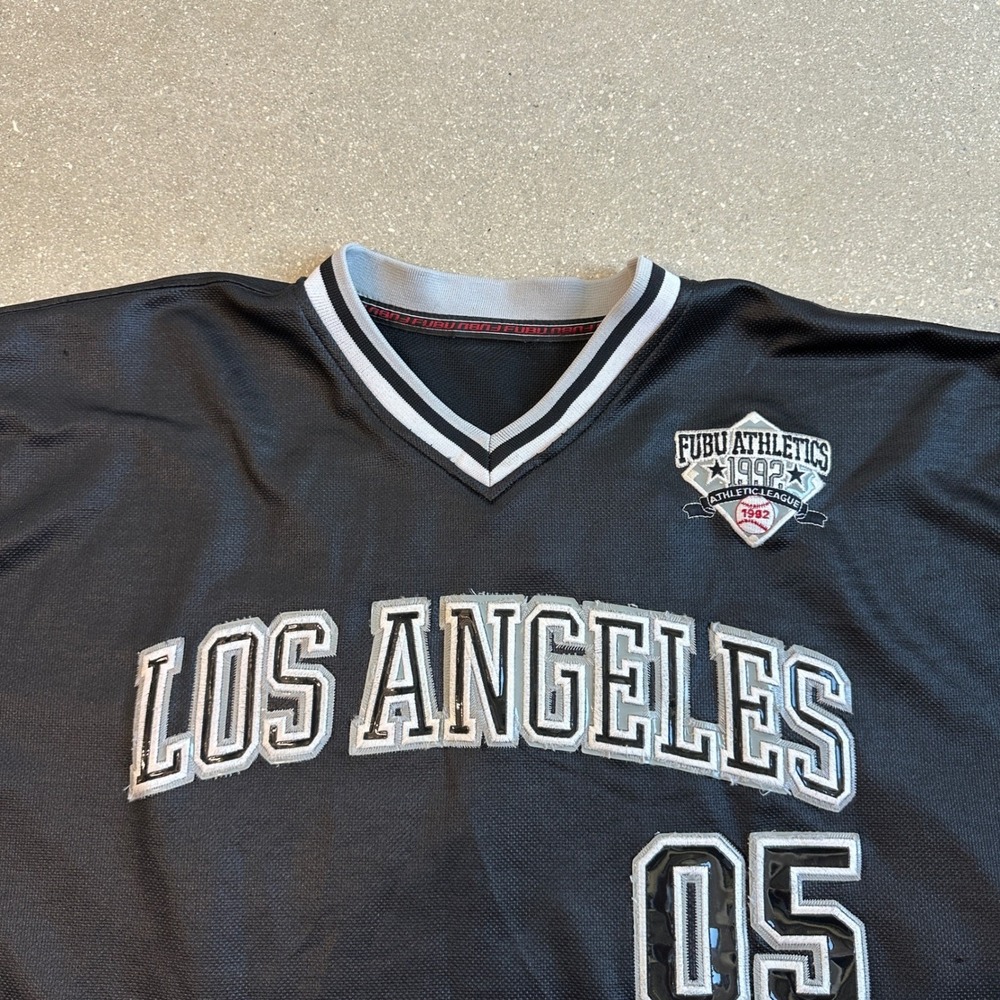 FUBU Athletics Los Angeles 05 Baseball Jersey Black Men's Size XL